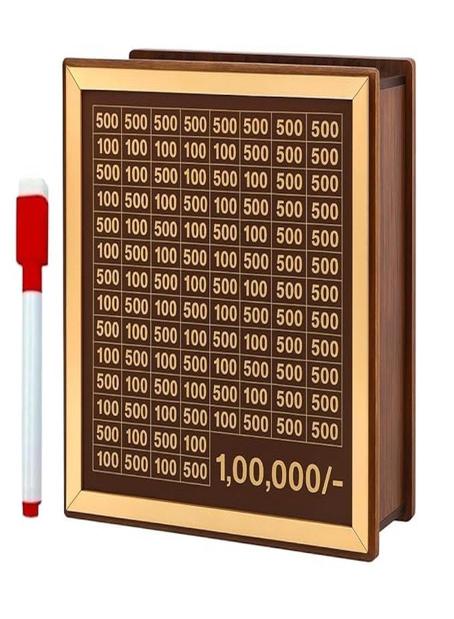McMus Money Saving Box for Kids and Adults | Wooden Money Bank with Lock | 1 Lakh Saving Box with Numbers | Undiyal Hundi Pig Bank (Regular 1) - Image 1